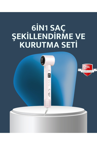 Mestore 6-in-1 Hair Styling Set High Speed Motor Negative Ion Lcd Display