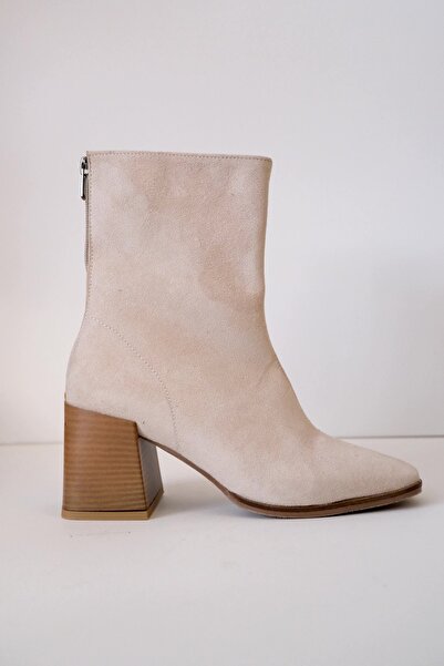 Munshoes Pino Suede Zippered Women's Heeled Boots