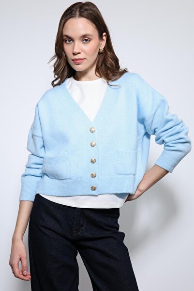 Antioch Blue Wool Blend Cardigan
