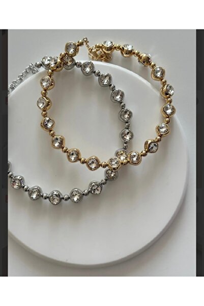 İnci Çelik Taşlı Choker Gold Kolye 1 Adet