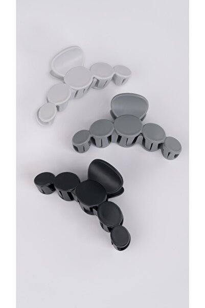 Marchen Collection Kadın Trend Petek Gri Ton 3 Lü Mandal Toka Seti