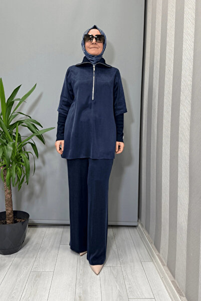 MISS DALIDA Cupro Tunic Navy Blue T26K-6020
