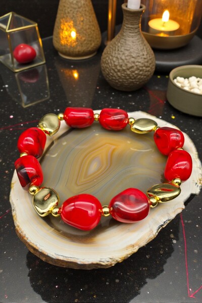 NBS Beautiful Naturel Stones Red Women's Bracelet Design Quality Beads (Gift,...