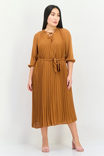 NANETTE LEPORE Women Pleated Midi Dress, Brown