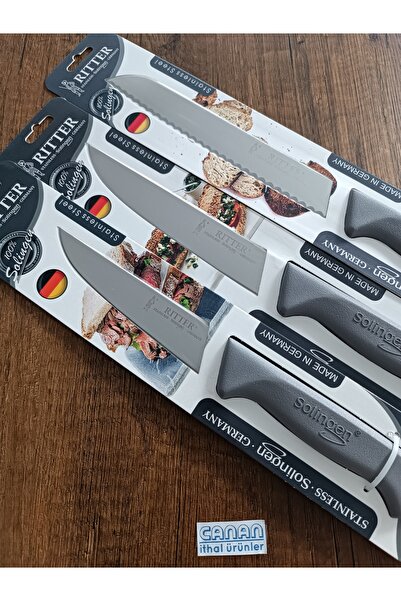 Solingen 3 lü Mutfak Bıçak Seti /13 cm+ 15cm + 19 cm Ekmek bıçağı )