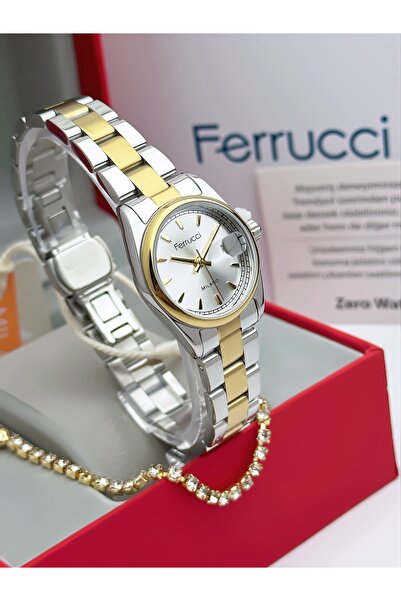 Ferrucci Steel Strap Calendar Minimal Case Women's Wristwatch 3 Atm 2 Years Warranty + Bracelet Gift