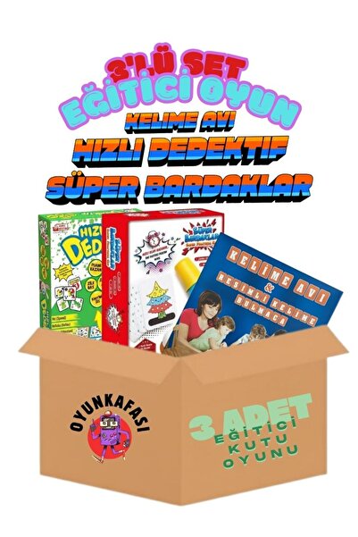 OYUNKAFASI SÜPER BARDAKLAR-HIZLI DEDEKTİF-KELİME AVI ( 3'LÜ OYUN SETİ )