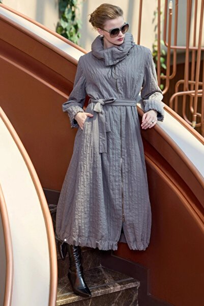 MissWhence معطف من التفتا بسحاب مينك 38508