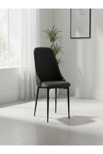 BEC13 Modern dining chair with luxurious leather and black legs