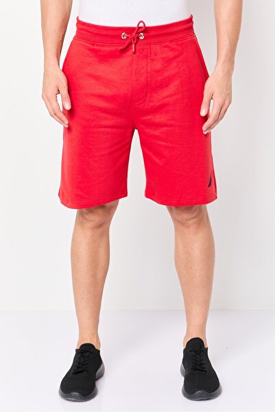 Nautica Men Plain Basic Shorts, Red