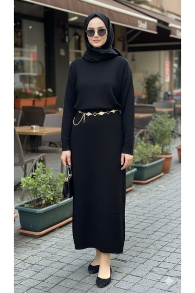 REDMİNA fashion Elegant Textured Long Knit Dress