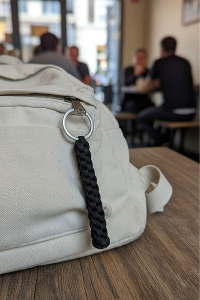 MinAccessory Siyah İp Anahtarlık & Çanta Charmı