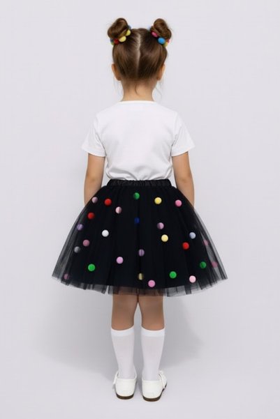 Ceylin Fashion Girl's Colorful Pompom Tulle Lined Dream Tulle Tutu Skirt Cf-25037