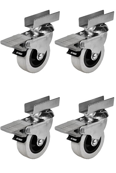 MegaVitrin Hts 256 U-Table Rotating Furniture Caster with Brake 52 mm Set of 4 - with Screws and Lockable