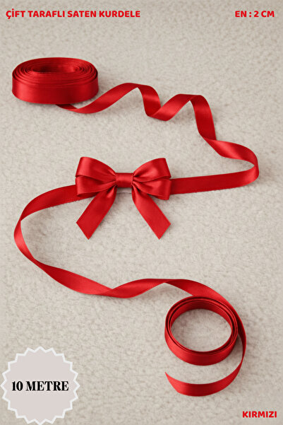 Mortex Kırmızı Saten Kurdele 2 cm 10mt - Bohça, Nikah, Nişan, Çeyiz, Hediye, ...