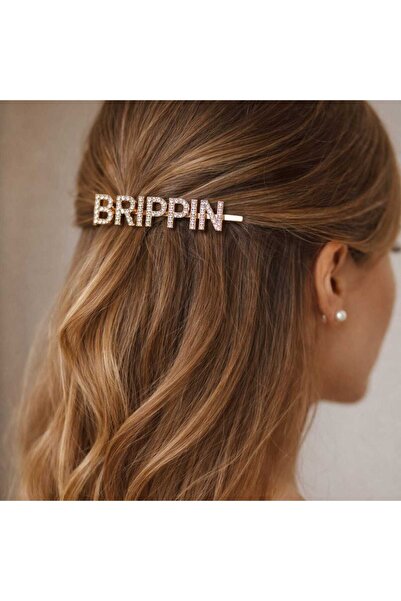 Bittox Agrafă de păr de lux cu litere cu pietre pentru femei - Accesoriu de p...