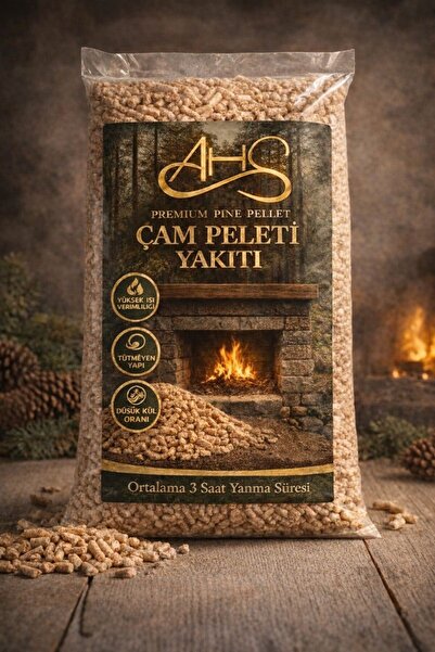 AHS Premium Yüksek Isı Verimli Düşük Küllü Doğal Yakıti A1 Kalite Dumansız %100 Çam Peleti Yakıtı 3 Kg
