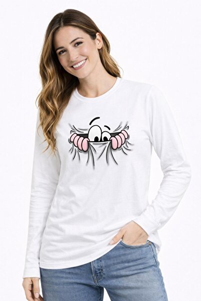 Me&On WEAR Women's Cute Eyes Printed Long Sleeve T-Shirt