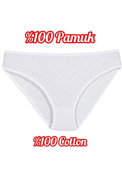 Özten İç Giyim 100% Cotton Breathable Fabric Heart Women's Bikini Panties Ozt200