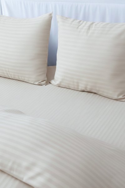 moon secret tekstil طقم ملاءات سرير مخططة مرنة 100% قطن مقاس 180×200