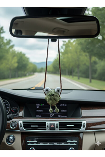 AydaAtölye Kurbağa Örgü Araba Dikiz Aynası Süsü