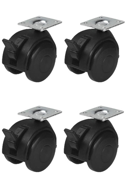 MegaVitrin 4 قطع عجلات أثاث دوارة كبيرة صديقة للبيئة HTS 421 مع فرامل 48 مم |   مجموعة عجلات فيدال السوداء