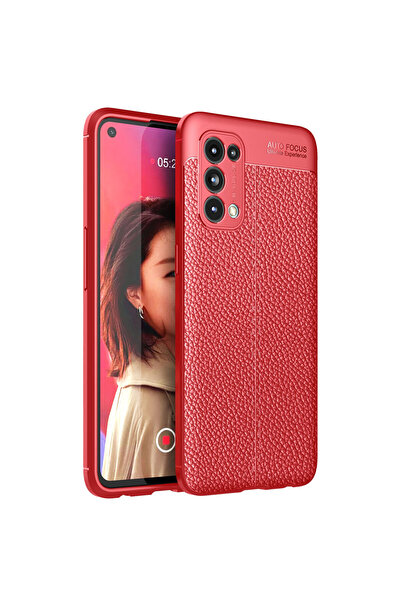 TechTrove Oppo Reno 5 İçin Uyumlu Deri Tasarımlı Elde Kaymaz Korumalı Silikon...