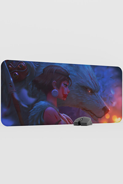 mousepad bastir Mononoke hime Anime V5 - 90x40 XXL لوحة ماوس مطاطية للألعاب غ...