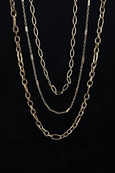 KOBA Modern Tasarım Gold Çoklu Zincir Kolye