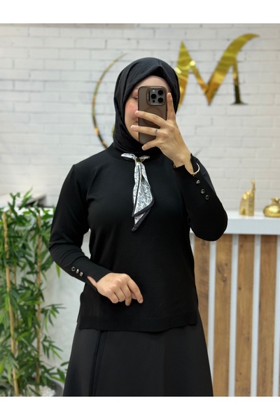 Meryemce Butik MİNİ FULARLI MERSERİZE KAZAK