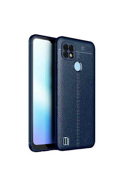 TechTrove Realme C21 İçin Uyumlu Deri Tasarımlı Elde Kaymaz Korumalı Silikon ...