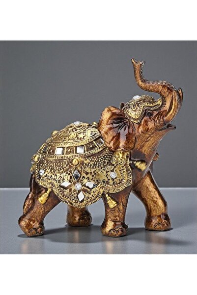 ELSELİFE Lüks Ayna ve Nakış İşlemeli Feng Shui Şans Getiren Fil Heykeli 18 cm...