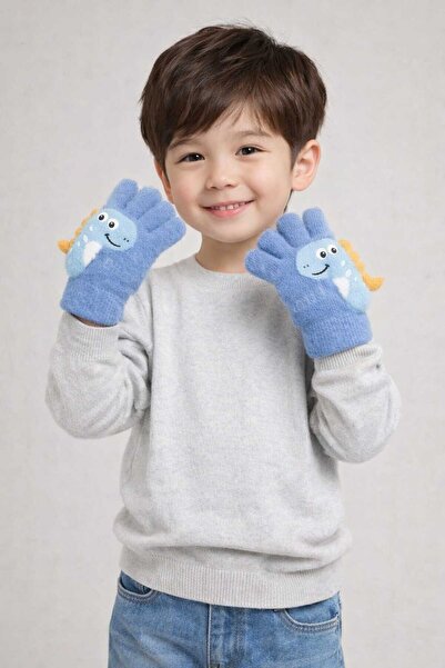 gigigiyim Dinozor Baskılı Erkek Çocuk Yumoş Eldiven