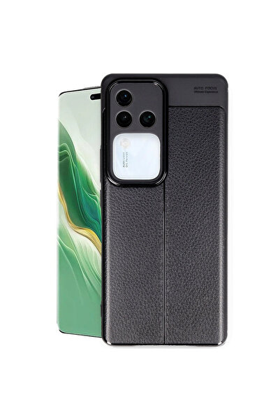 TechTrove Vivo V30 5G İçin Uyumlu Deri Tasarımlı Elde Kaymaz Korumalı Silikon...
