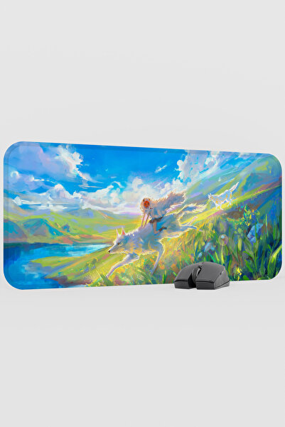 mousepad bastir Mononoke hime Anime V3 - 70x30 XL لوحة ماوس مطاطية للألعاب غي...