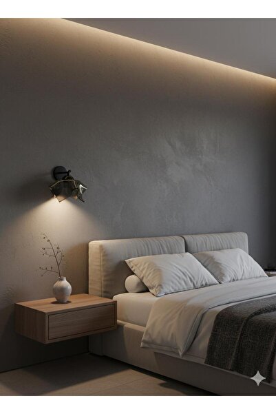 BİAVİZE Smoked Decorative Glass Chrome Wall Sconce