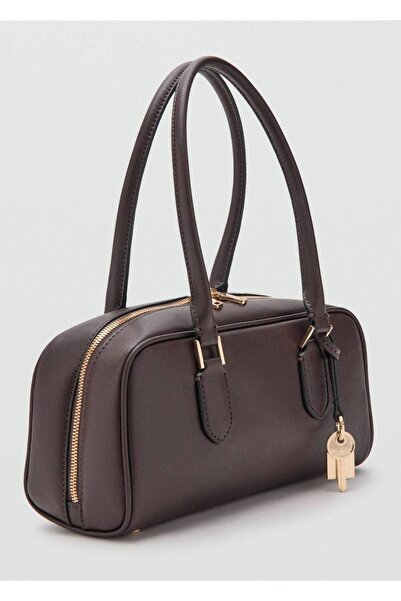 MANGO Woman Deri görünümlü bowling çanta