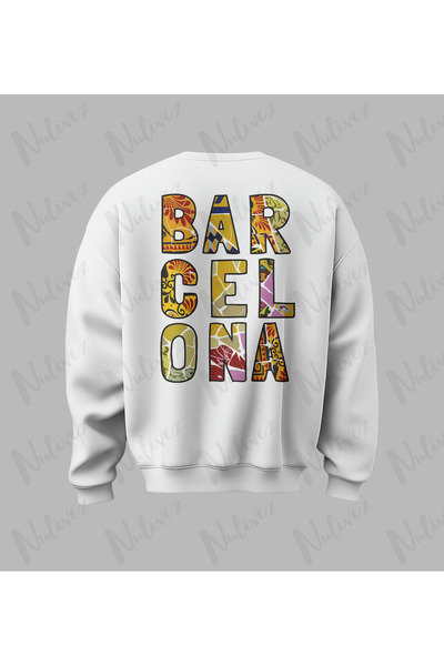 Nulivez Barca Design Back Printed High Quality Unisex Oversized O Neck Sweatshirt