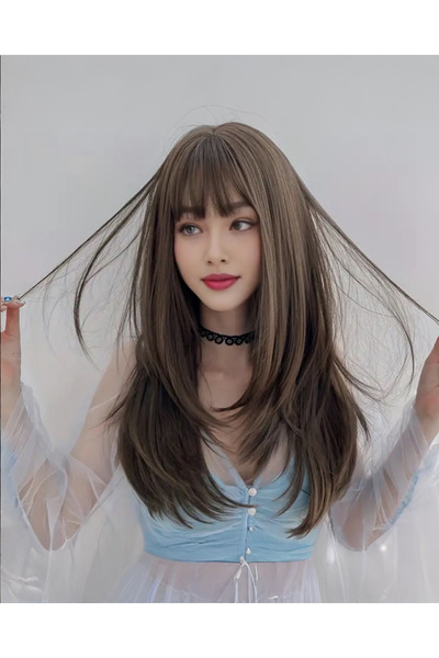 Other Soğuk Kahverengi Kahküllü Sentetik Peruk – Isıya Dayanıklı, Günlük ve P...