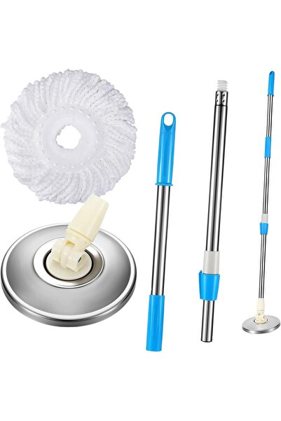 Zalcoon مقبض وقاعدة وقطعة غيار من الفولاذ المقاوم للصدأ لممسحة الدوران 360 درجة