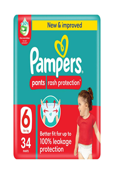 JP حفاضات بامبرز للأطفال، سراويل داخلية، حماية من الطفح الجلدي (6) 16+ كجم 34...