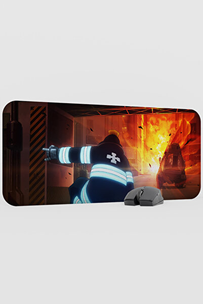mousepad bastir Fire Force Anime V1 - 70x30 XL Gaming Rubber Anti-Slip Base M...