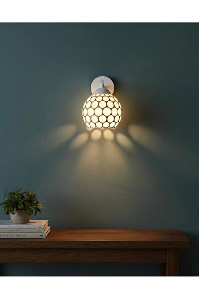 BİAVİZE شمعدان حائط زجاجي مزخرف بنقوش ذهبية