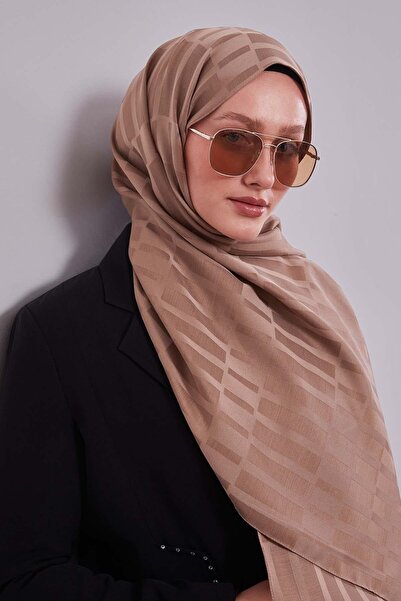 Levidor A. Brown Cut-Off Striped Blue Jacquard Shawl