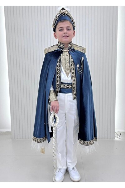 Rüyam Çocuk Giyim Antrasit Apoletleri Nakışlı Sarkaç Taşlı Kadife Pelerin Sün...