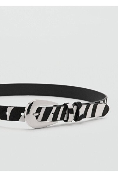 MANGO Woman Zebra desenli deri kemer