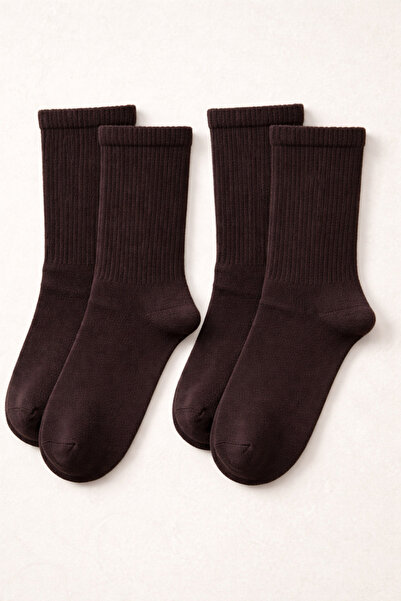 tibo 2 Pairs Burun Stitch-Free Bitter Brown Women's Tennis Socks