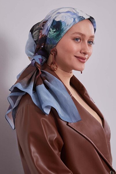 Levidor Indigo Branch Flower Aura Scarf