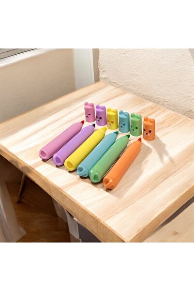arı kırtasiye Sevimli Ayıcık Figürlü Pastel Markör Seti - Renkli Fosforlu Kal...