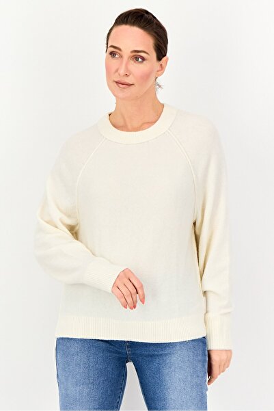aerie Women Crew Neck Knitted Sweater, Off White